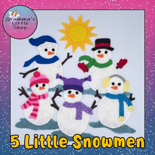 5 Little Snowmen Felt Pattern, Felt Story Pattern, Story Board Pattern, Flannel Board Pattern - DIY Pattern Only