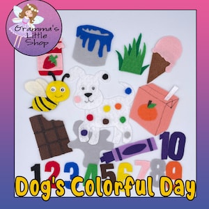 Dog&#39;s Colorful Day Educational Felt Story Pattern - Perfect for Teaching Color Recognition