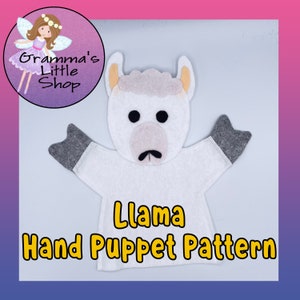 Llama Hand Puppet Pattern, PDF Pattern for Hand Puppet, Puppet Sewing Pattern, Easy Puppet Pattern