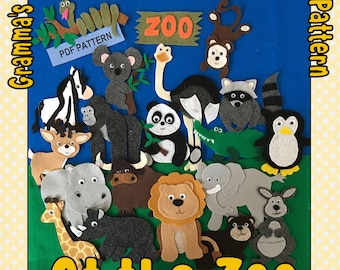 Zoo Animals Felt Board Patterns – Hand Drawn PDF (Pattern Only)