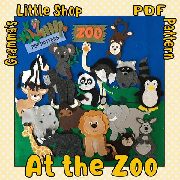 At the Zoo Animals Patterns for Use on a Felt Board or Flannel Board  - PDF PATTERNS ONLY