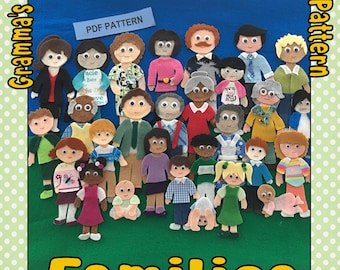 Family from Grandparents, Mom, Dad, and Kids // Patterns for Felt Story Board Figures  -  PDF PATTERN ONLY