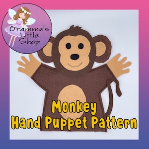 Monkey Hand Puppet Pattern - Easy-to-Follow PDF Sewing Pattern