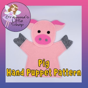 Pig Hand Puppet Pattern, PDF Pattern for Hand Puppet, Puppet Sewing Pattern, Easy Puppet Pattern