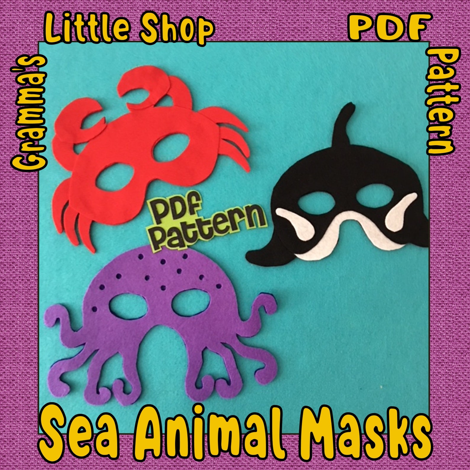 Sea Animal Mask Patterns for Pretend Play PDF PATTERNS ONLY | Etsy