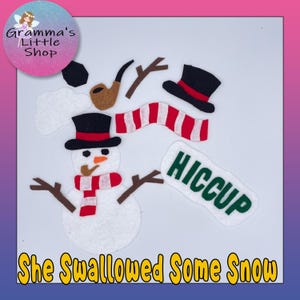 There Was an Old Lady Who Swallowed Some Snow, Felt Pattern Add On. DIY Downloadable Pattern Only