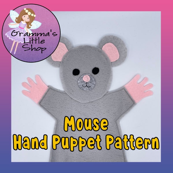 Mouse Hand Puppet Pattern, PDF Pattern for Hand Puppet, Puppet Sewing Pattern, Easy Puppet Pattern