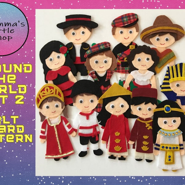 Around the World Patterns for Felt Story Board Set 2 - PDF PATTERN ONLY