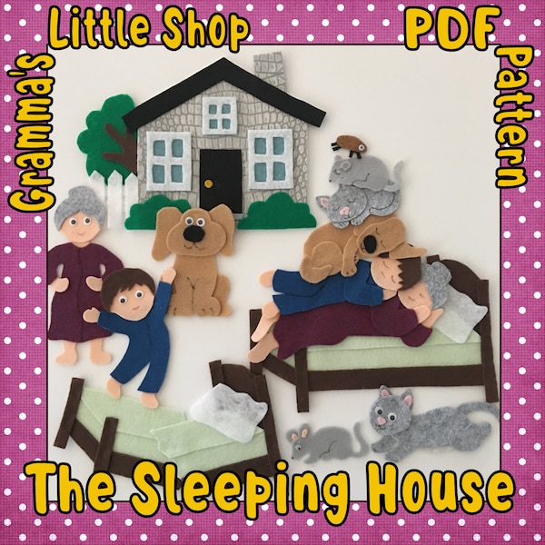 The Sleeping House Felt Story PDF Pattern -  Pattern only not a completed item