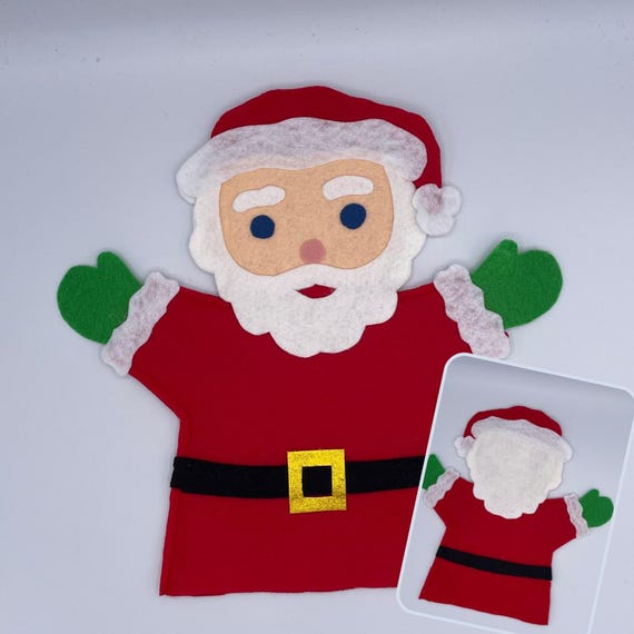 Set De 2 Marionnettes à Main De Noël – Père Noël Et Renne – Bouche Mobile – Peluche Douce – 28 Cm – Jeu De Rôle Et Cadeau