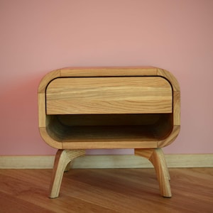 Nightstand with shelf and drawer, wood Bedside Table, Mid century Side Table End table Sofa Table Open Shelf Handmade custom furniture