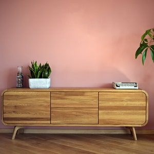 Sideboard, Record Player Stand, Sideboard with two drawers and compartments, TV Stand, vinyl storage, Low Dresser, Credenza Media Console