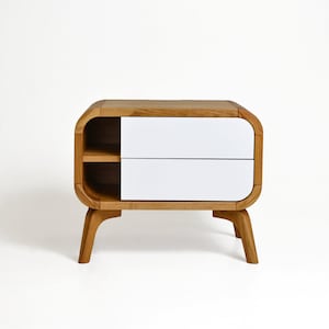 Pair of Bedside Tables with two soft closing drawers, Set of Nightstands, wooden Side table, Nightstand, Art deco Bedroom Storage, Console
