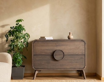 Solid Oak Dresser, Mid Century Bedroom Storage, 2 Drawers