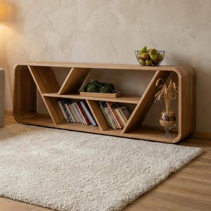 Soporte para tocadiscos con almacenamiento para discos de vinilo, roble macizo, aparador con estantes, librería, estanterías, estantes de almacenamiento, unidad de almacenamiento para el hogar