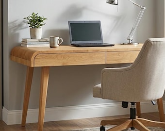 Large Writing Desk with drawers, Mid century Office Desk, Computer Table, Writing table in Solid Oak, Industrial Desk, Handmade Writing Desk