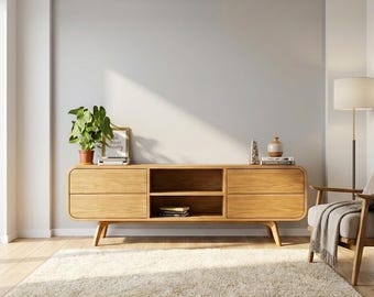 TV Stand. tv console, tv cabinet with 4 drawers, TV unit, Entertainment center, Handmade Sideboard Mid Century storage cabinet, Handmade