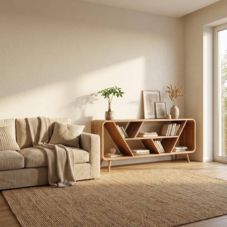 Plattenaufbewahrung, offenes Sideboard, Plattenspieler, Sideboard mit Regal, Bücherregal, Bücherregale, Aufbewahrungsregal, Aufbewahrungseinheit Bild 2