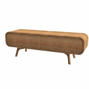 Small TV Stand, Media stand in solid oak with push to open doors, Record Storage, Sideboard, Console with bookshelves, Media Cabinet
