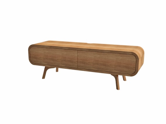 Small Tv Stand Media Stand In Solid Oak With Push To Open Etsy