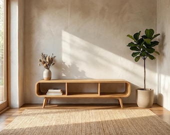 TV-Ständer, TV-Einheit, Bücherregal aus Holz, Schallplattenlager aus Naturholz, Regale, Bücherregale, Wandregal, Aufbewahrungseinheit