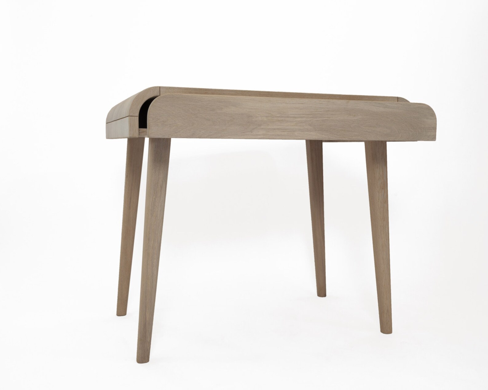 Small Computer Desk With Drawer in Whitened Oak, Mid Century Desk, Solid Oak Desk, Office Desk