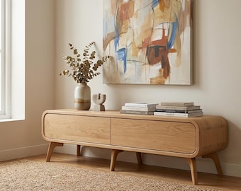 Lowboard, Tv Media Unit TV Console with drawers, Oak TV Cabinet wood Entertainment Center, Tv Unit, TV Stand, Custom Handmade Tv furniture