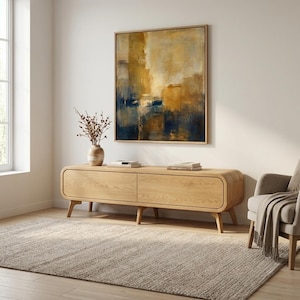 Lowboard, Tv Media Unit TV Console with drawers, Oak TV Cabinet wood Entertainment Center, Tv Unit, TV Stand, Custom Handmade Tv furniture image 3