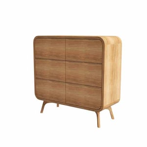 Große Schlafzimmer Kommode mit 6 Schubladen, High Dresser, Credenza, Holzkommode, Kommode, Moderne Mid Century Handgefertigte Sonderanfertigungen