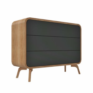 Chest of Drawers Art deco Dresser with 3 drawers, Solid Oak Chest of Drawers, Sideboard, Credenza, handmade Cabinet Solid Wood Furniture