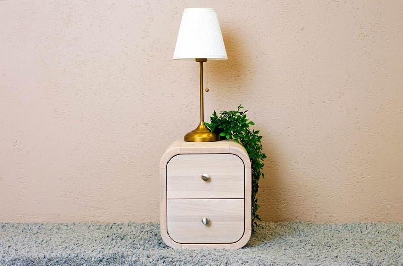 Nachttisch mit zwei Schubladen aus weißer Eiche Holz | Etsy
