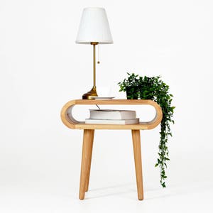 Wood Bedside Table with a shelf, Art deco Bedside Table, Nightstand End table Sofa Table, Bed side Table, Solid wood handmade furniture