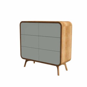 Große Kommode mit 6 Schubladen, Hohe Schlafzimmerkommode, Credenza, Holzkommode, Moderne Mid Century Handgefertigte Sonderanfertigungen
