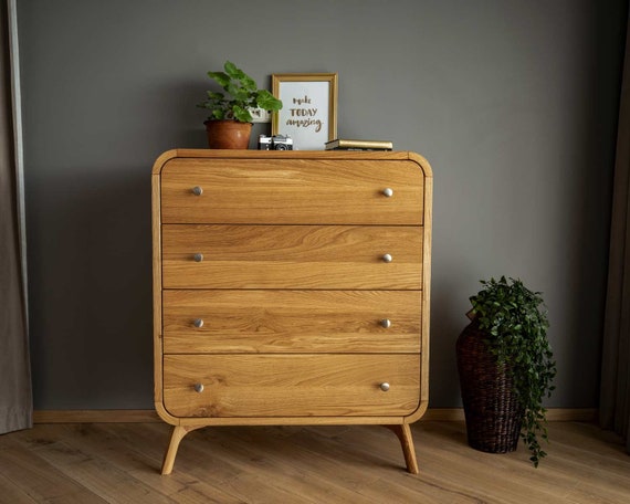 Dresser With Drawers In Natural Wood Tall Chest Of Drawers Etsy