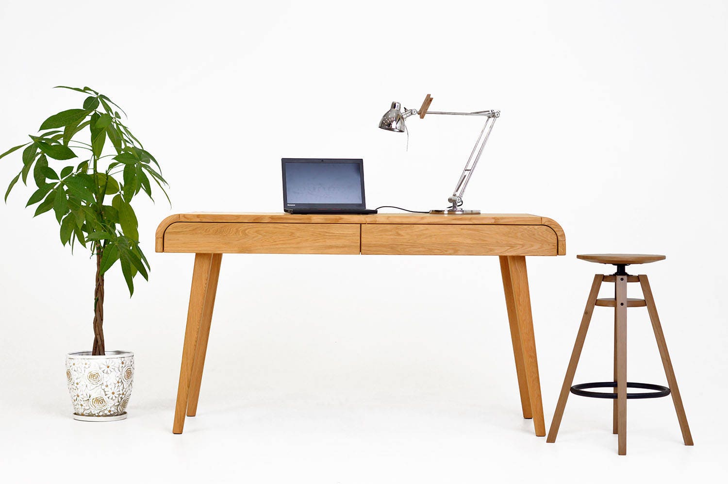 Bureau d'ordinateur en Bois, Bureau avec Tiroirs à Fermeture Souple, d'écriture, Table d'ordinateur,