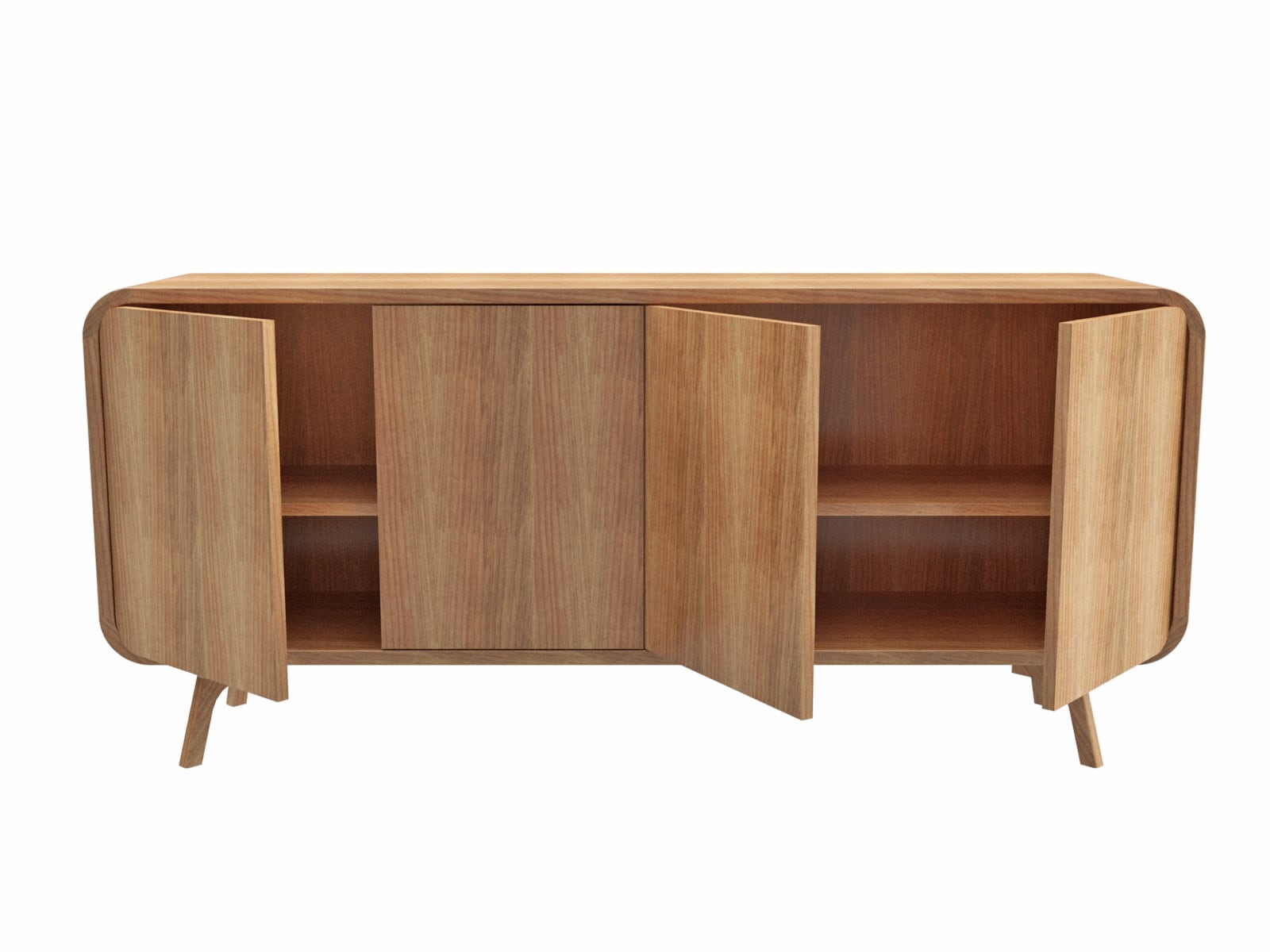 High Sideboard, wood TV unit with two compartments, TV Stand, vinyl record storage, High Dresser, File Credenza, Art deco Media Console