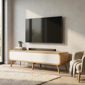 Lowboard, Tv Media Unit TV Console with drawers, Oak TV Cabinet wood Entertainment Center, Tv Unit, TV Stand, Custom Handmade Tv furniture image 4