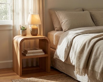 Natural Wood Nightstand with a shelf, Natural oak Side Table, End Table, Bedside Table, Solid Oak Sofa Table, Custom Handmade Furniture