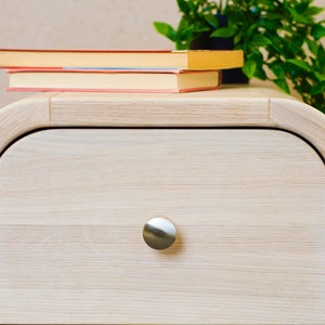 Bedside Table with two drawers in whitened oak, Wood Bedroom storage wit soft closing drawers, Nightstand, Side Table Handmade Furniture