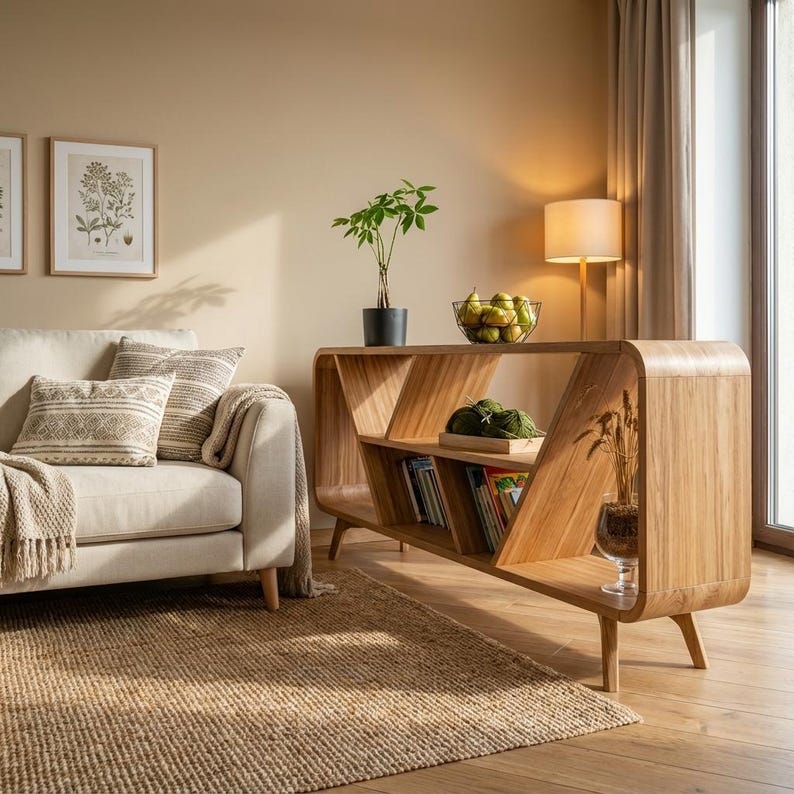 Plattenaufbewahrung, offenes Sideboard, Plattenspieler, Sideboard mit Regal, Bücherregal, Bücherregale, Aufbewahrungsregal, Aufbewahrungseinheit Bild 5