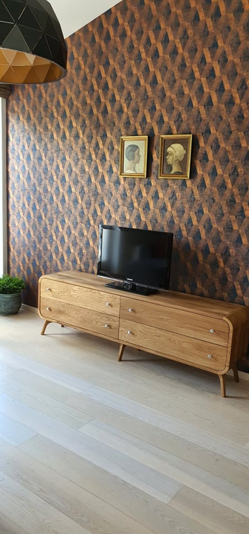 Solid Wood Sideboard TV Console Table With 4 Drawers Media Etsy