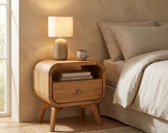 Comodino Moderno LubanNese Con Cassetto Scanalato - Rovere Bianco Per Camera Da Letto E Soggiorno - 4