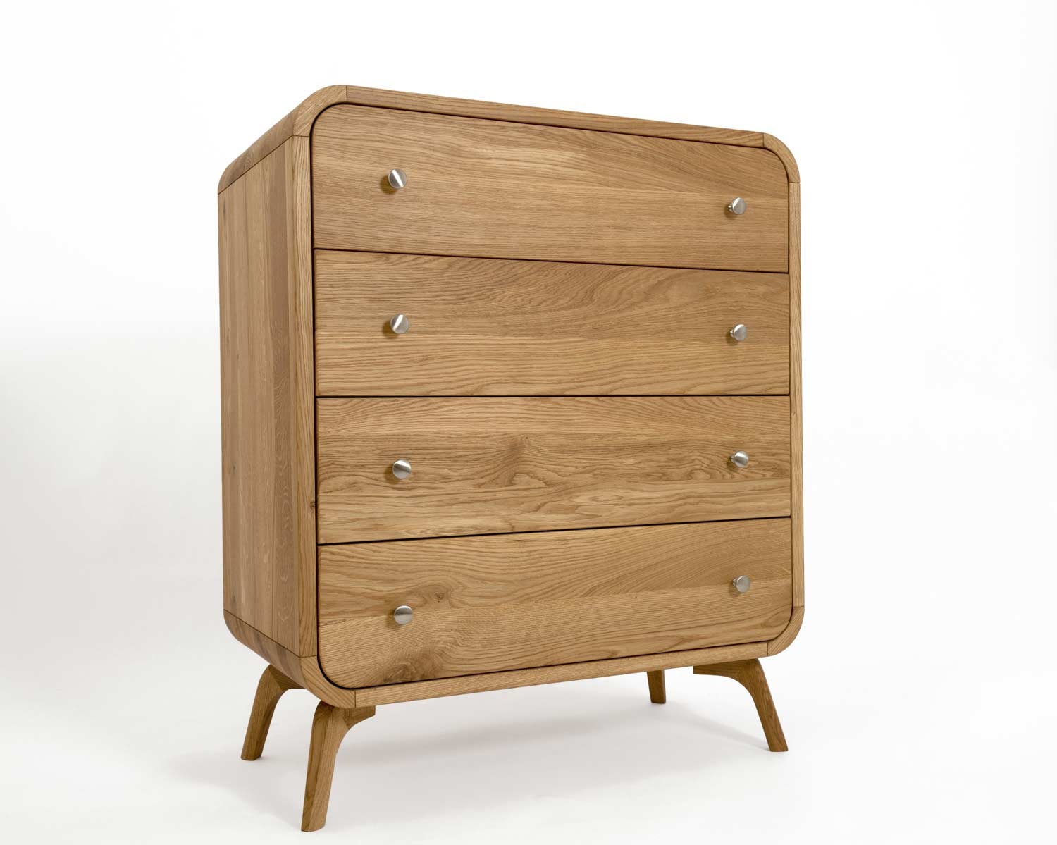 Tall Bedroom Chest of Drawers, Solid Oak Bedroom Storage With 4 Drawers