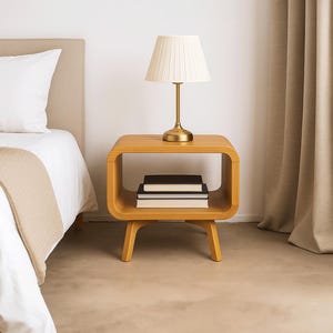 Nightstand, night stand, bedside table, bed side table, side table, scandinavian design, retro Solid Natural Oak rounded, Bespoke furniture