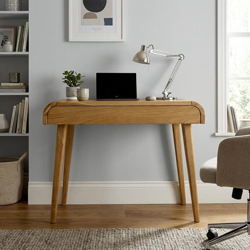 Escritorio artesanal de madera maciza de roble, escritorio para ordenador, oficina en casa, escritorio de madera, escritorio de oficina, escritorio a medida, escritorio de escritura, escritorio de oficina imagen 2