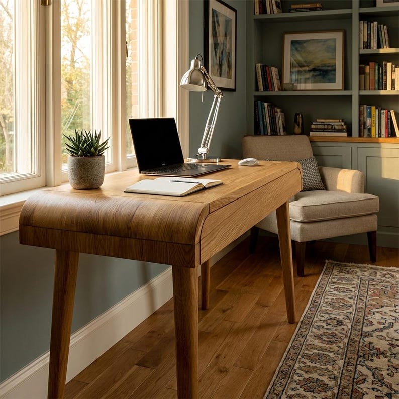 Escritorio artesanal de madera maciza de roble, escritorio para ordenador, oficina en casa, escritorio de madera, escritorio de oficina, escritorio a medida, escritorio de escritura, escritorio de oficina imagen 4