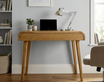 Small Computer Desk with drawer, Mid century Desk, Solid Oak Desk, Office Desk, Industrial Desk, Writing Desk, Small handmade Work Desk