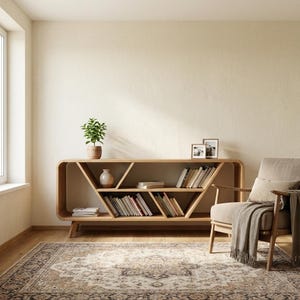 Plattenaufbewahrung, offenes Sideboard, Plattenspieler, Sideboard mit Regal, Bücherregal, Bücherregale, Aufbewahrungsregal, Aufbewahrungseinheit Bild 3