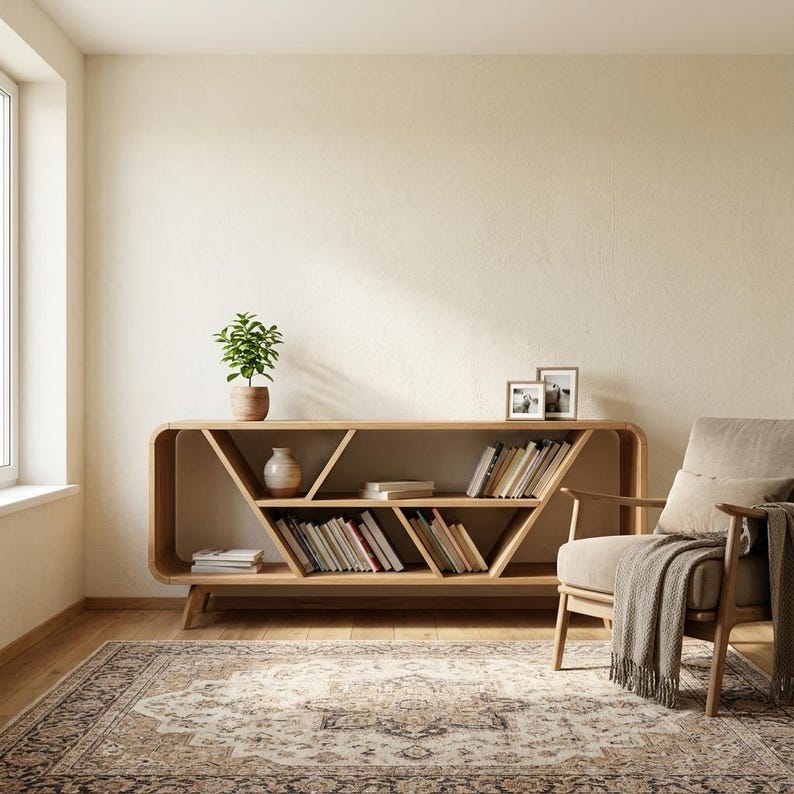 Plattenaufbewahrung, offenes Sideboard, Plattenspieler, Sideboard mit Regal, Bücherregal, Bücherregale, Aufbewahrungsregal, Aufbewahrungseinheit Bild 3