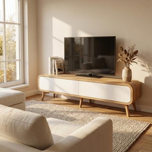 Lowboard, Tv Media Unit TV Console with drawers, Oak TV Cabinet wood Entertainment Center, Tv Unit, TV Stand, Custom Handmade Tv furniture image 5